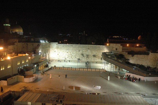 The western wall at night