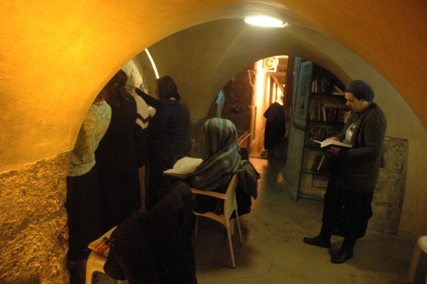 Praying at Warren's Gate Synagogue