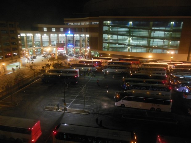 Bus parking outside Urbana 15