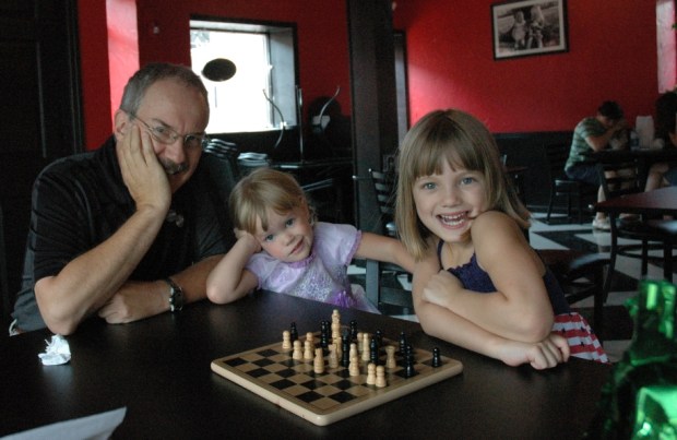 a chess set at a Gelato shop in Winchester.