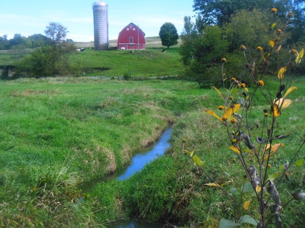 Pastoral farm scenes along the trail.