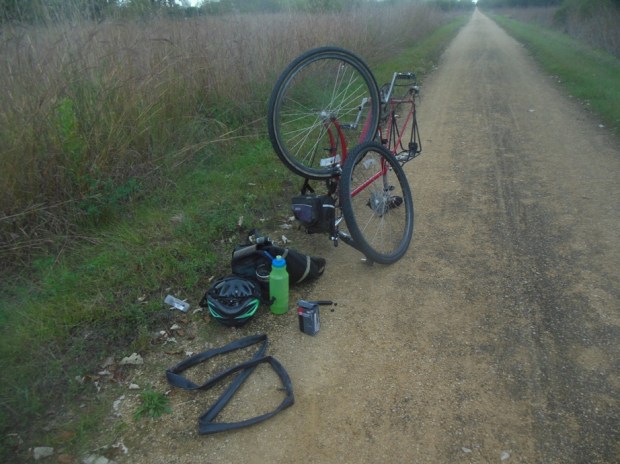 Bad news just past Sparta, flat tire