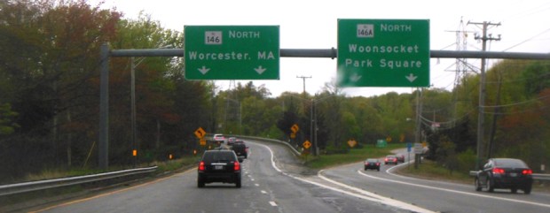 from Rhode Island into Massachusetts