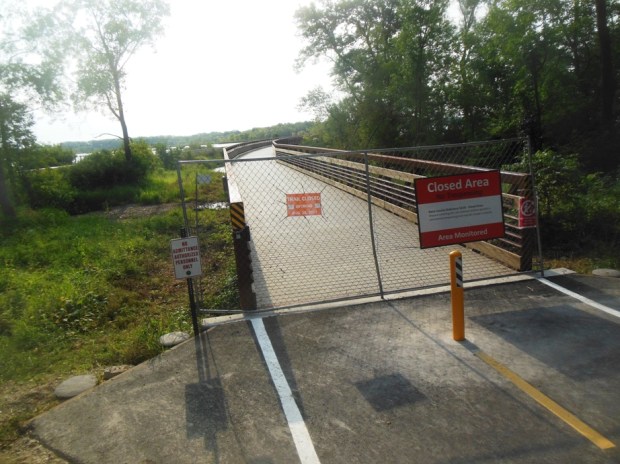One day too early for the new bike bridge across the Yahara River