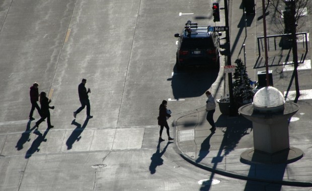 The Capital Square is quiet on Black Friday but Starbucks always is busy. 