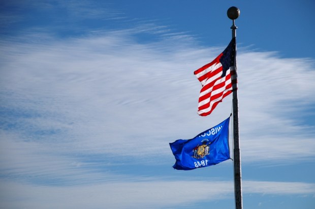 The observation deck at the capitol puts you at eye level with a lot of flags.