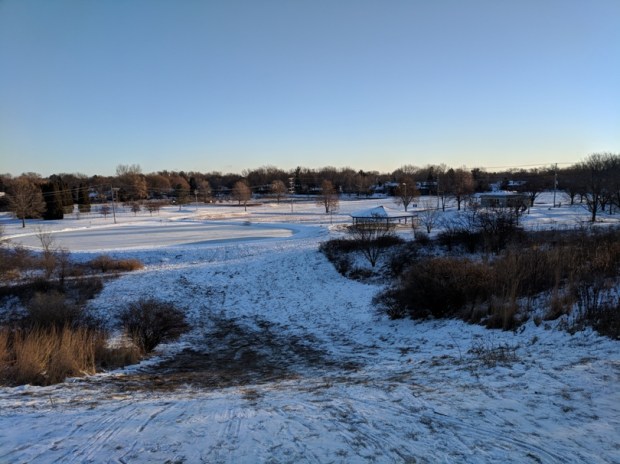 Twelve below zero, not too cold for a walk around the block, getting the new year off on the right foot.