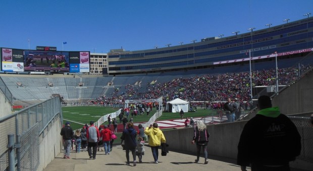 the dramatic entrance onto the field at Camp Randall!
