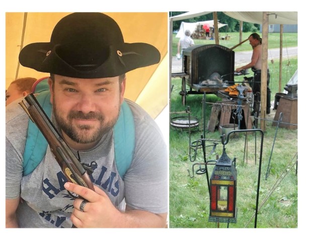 One of the hottest spots was the blacksmith tent (right)