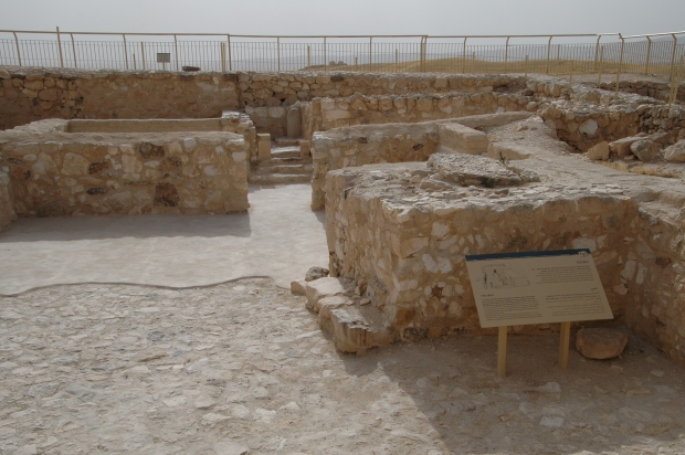 Inside the fortress of Arad, the remains of a temple that give us a rough idea of what the temple in Jerusalem looked like.