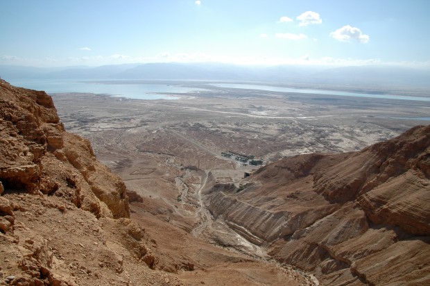 At the foot of Masada, the outlines of several of the Roman camps can be seen just outside the siege wall. 