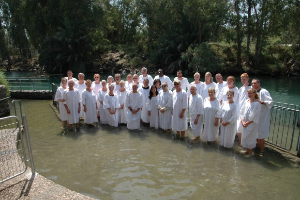 But first a baptism in the Jordan River.