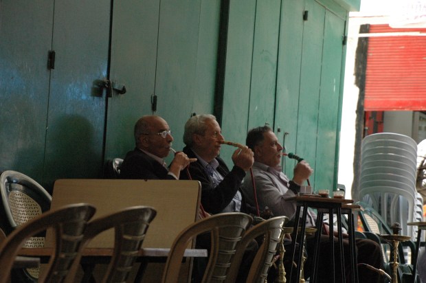 3 businessmen take a break also. 