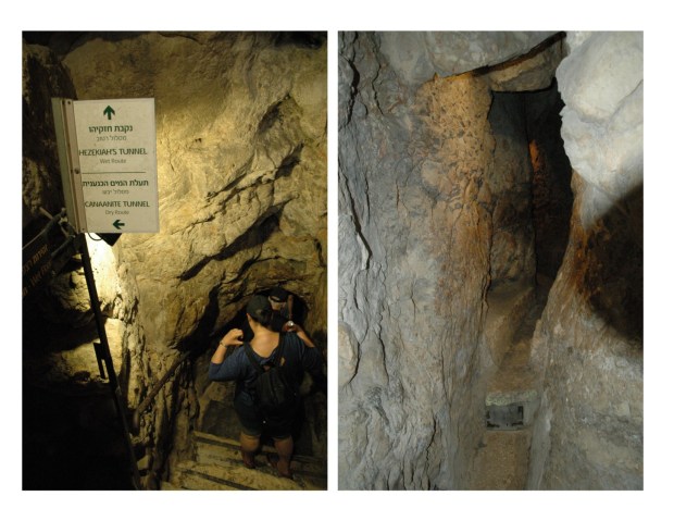 The Canaanite Tunnel shown on the right, is similar to Hezekiah's Tunnel, although not nearly as long and without water flowing through it.