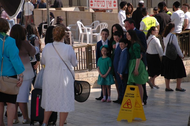 Back at the Western Wall plaza we found many families posing for Bar Mitzvah photos.