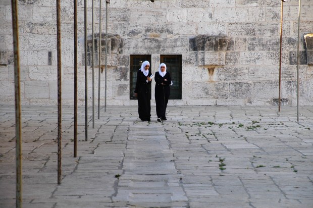 As we entered the Temple Mount I noticed two young ladies in a deep and serious theological discussion.