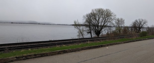Down along the Mississippi River the storms clouded the view across the river