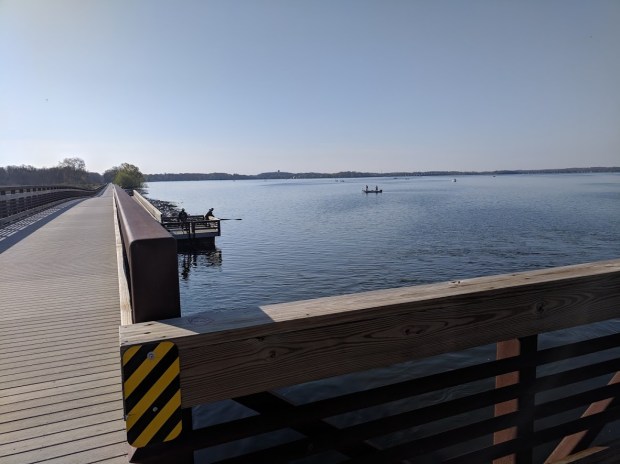 Counted fishermen in 50 boats on the lake from this spot.