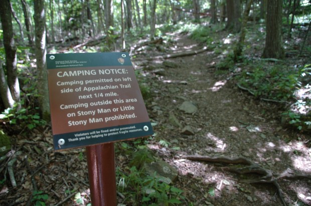 We walked along the Appalachian Trail for a ways, and noticed some strict rules for the long-distance hikers.