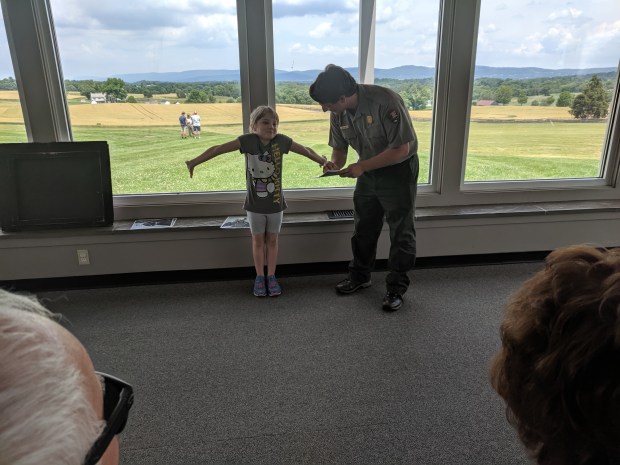 Lana was chosen to help with the Ranger talk, portraying a Union soldier being interogated by Stonewall Jackson's men after being captured at Harper's Ferry.