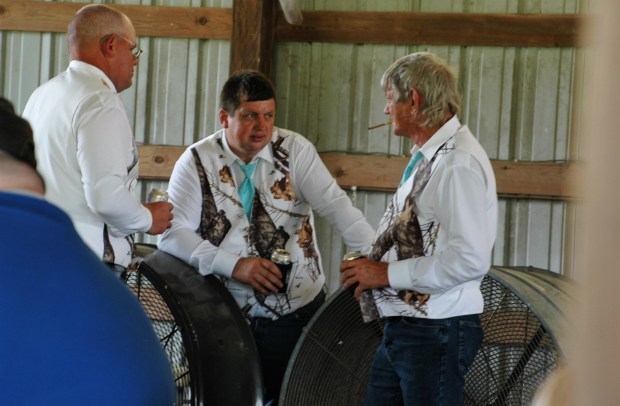 The groomsmen chatted.