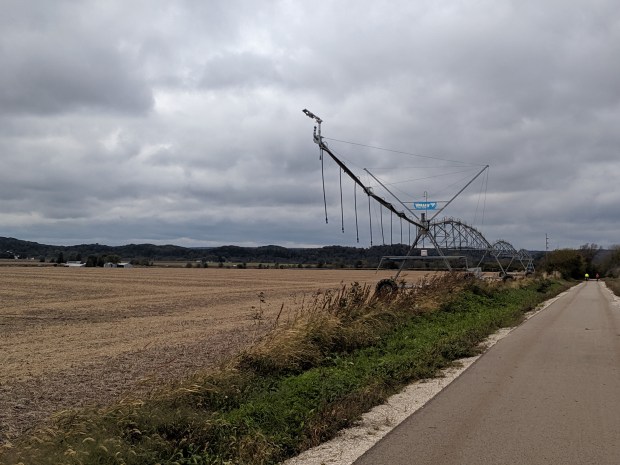 Soon we were riding through farm fields.