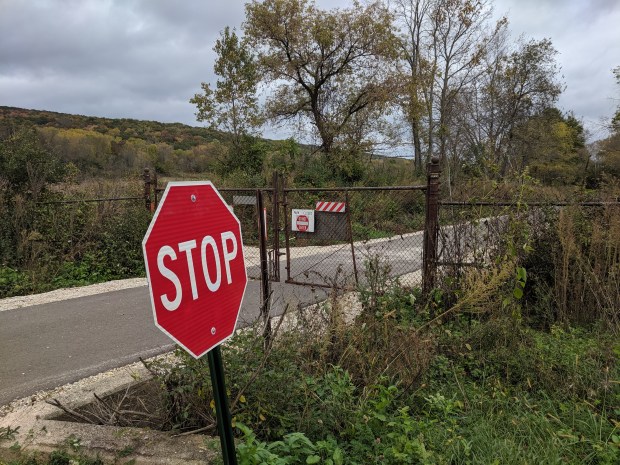 Finally, at the foot of the bluffs, the trail comes to an end. At least for now.