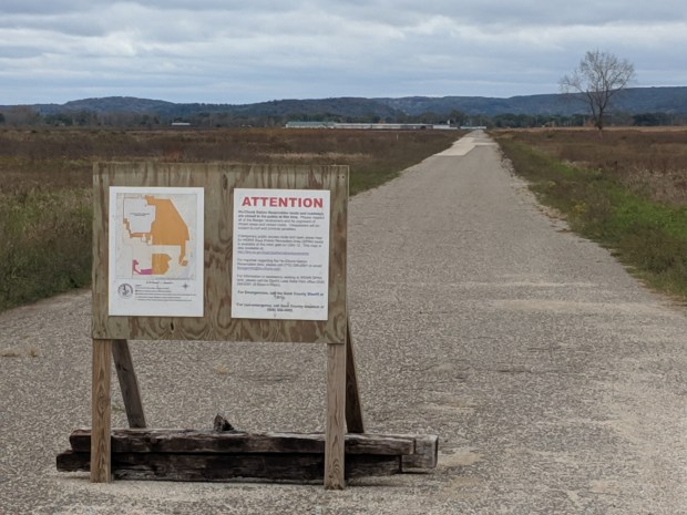 much of that land to the west of the trail is empty of buildings and the property of the Ho Chunk tribe.