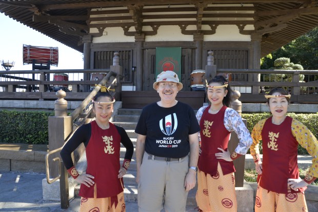 Afterwards there was a photo op with the drummers. I think I was suitably attired for the occasion.