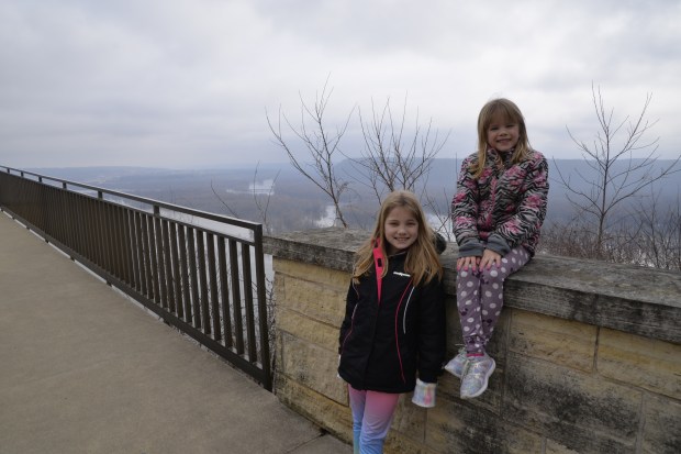 Even on a cloudy, foggy day, the view from Pikes Peak State Park is pretty spectacular: the confluence of the Mississippi and Wisconsin Rivers. 