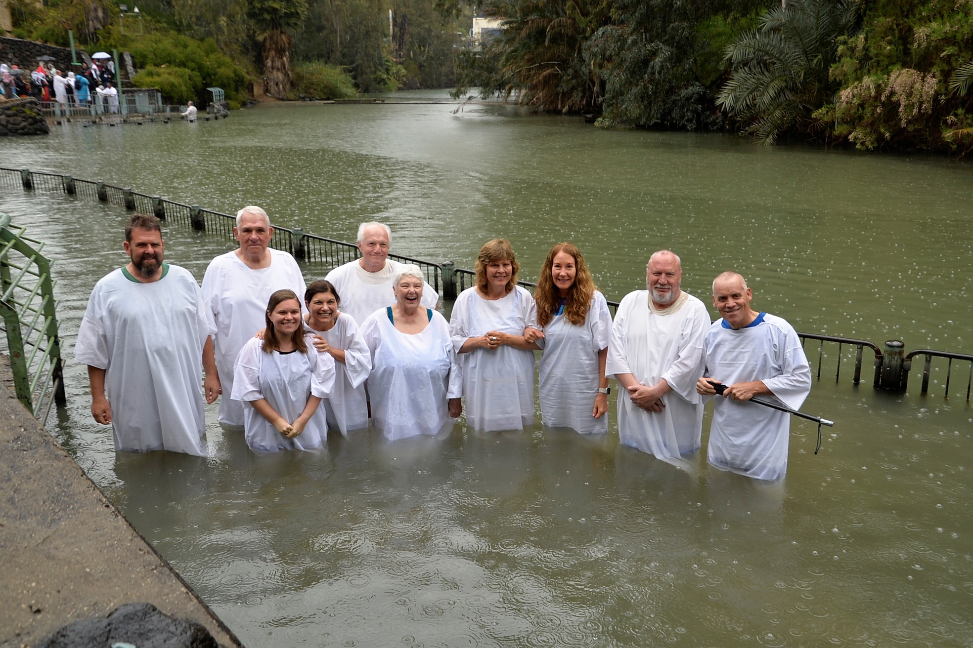 The wet weather did not dampen spirits when we arrived at Yardenit, on the Jordan River, for a baptism.
