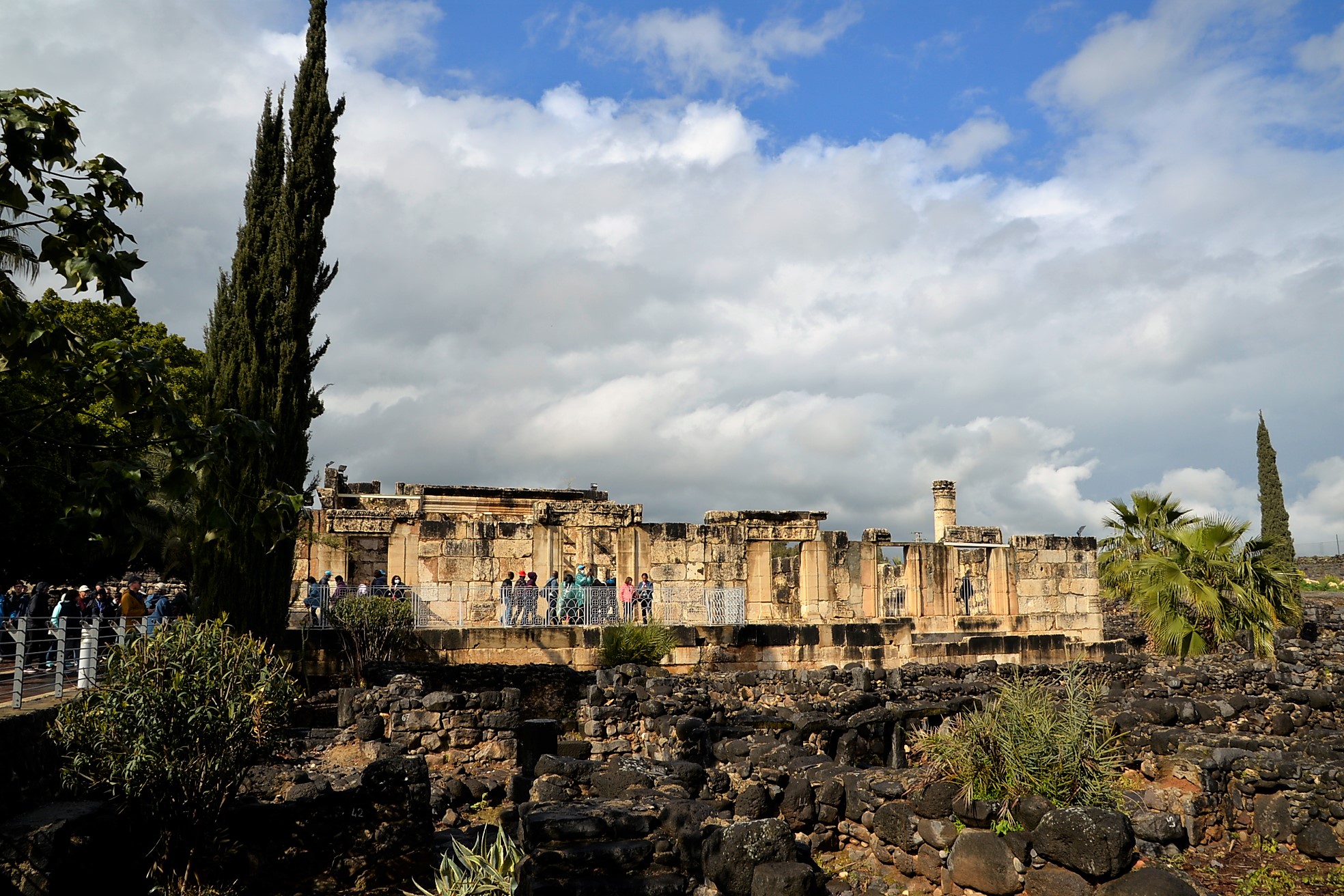 The "White Synagogue" at Capernaum is several centuries after Jesus, but built on the same location as the synagogue from Jesus' time.