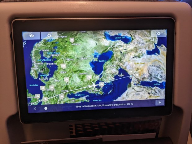 For the first time in several tries on recent international flights, I was finally able to sleep again. The secret: turning of the screen on the seat back in front of me, thus eliminating the blue light effect. I listened to audio instead.