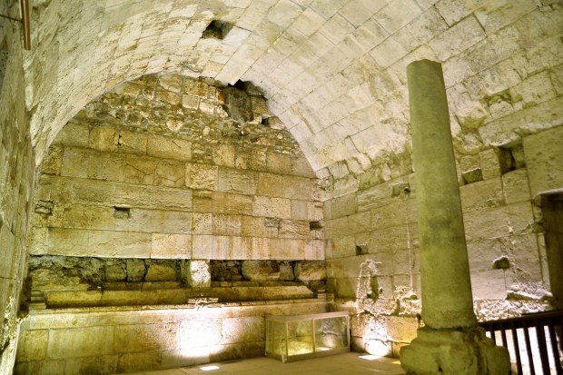 Next to the Western Wall is an area of underground excavations, underground today but ground level 2000 years ago. This recently excavated room was a banqueting room where archaeologists suggest the elite of Jesus' time (priests and sanhedrin) may have celebrated the Passover. The also say it was heavily damaged by an earthquake around 33 AD.