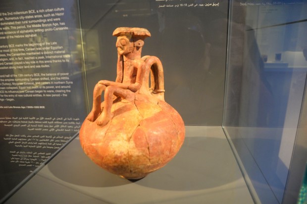 In the archaeological wing we saw some of the recent discoveries that have been featured on the cover of ARTIFAX, our biblical archaeology newsmagazine, such as this unique pot...