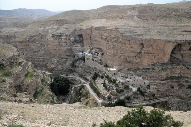 The ancient road along Wadi Qelt was the road that Jesus would have taken from Jericho up to Jerusalem. The road is no longer open. But further up Wadi Qelt we saw St. George's monastery.