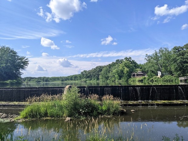 We admired the millpond and the dam on such a beautiful day.