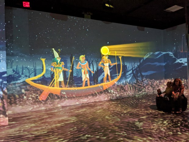 In the final room we were surrounded by moving images much like, it seemed to me, the current Van Gogh immersive experiences making the rounds.