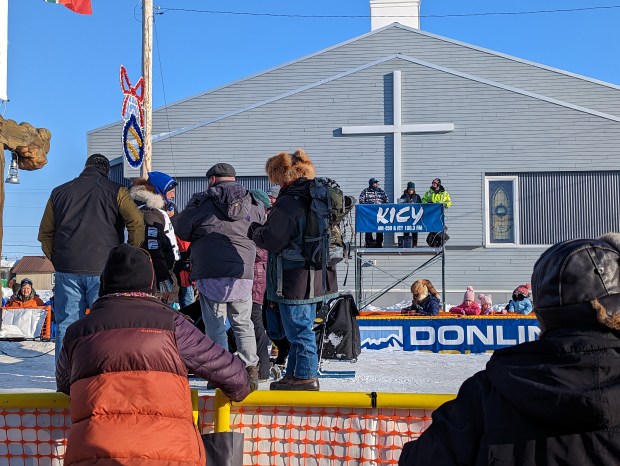 Back at the Burled Arch, KICY continued to cover each of the finishers as they arrived.