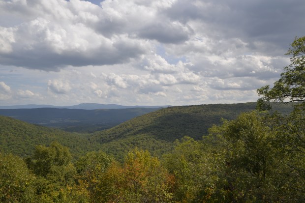 The view of the Blue Ridge Mountains and Shenandoah National Park was beautiful, though not as colorful as it would be a few weeks later.