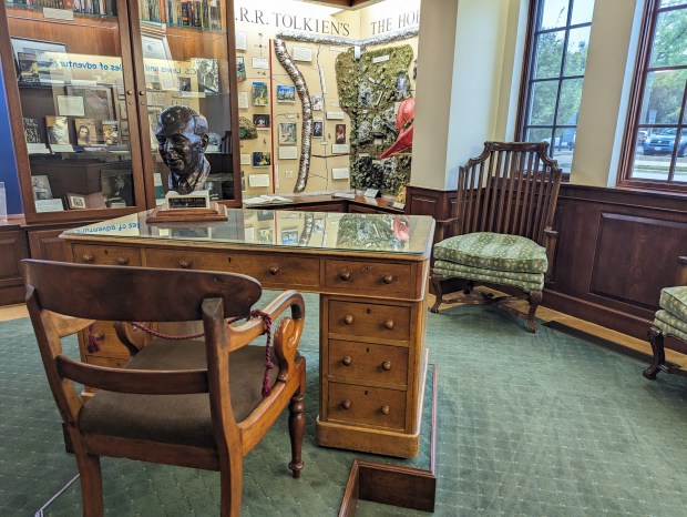 This is the desk, and a bust, of C.S. Lewis.