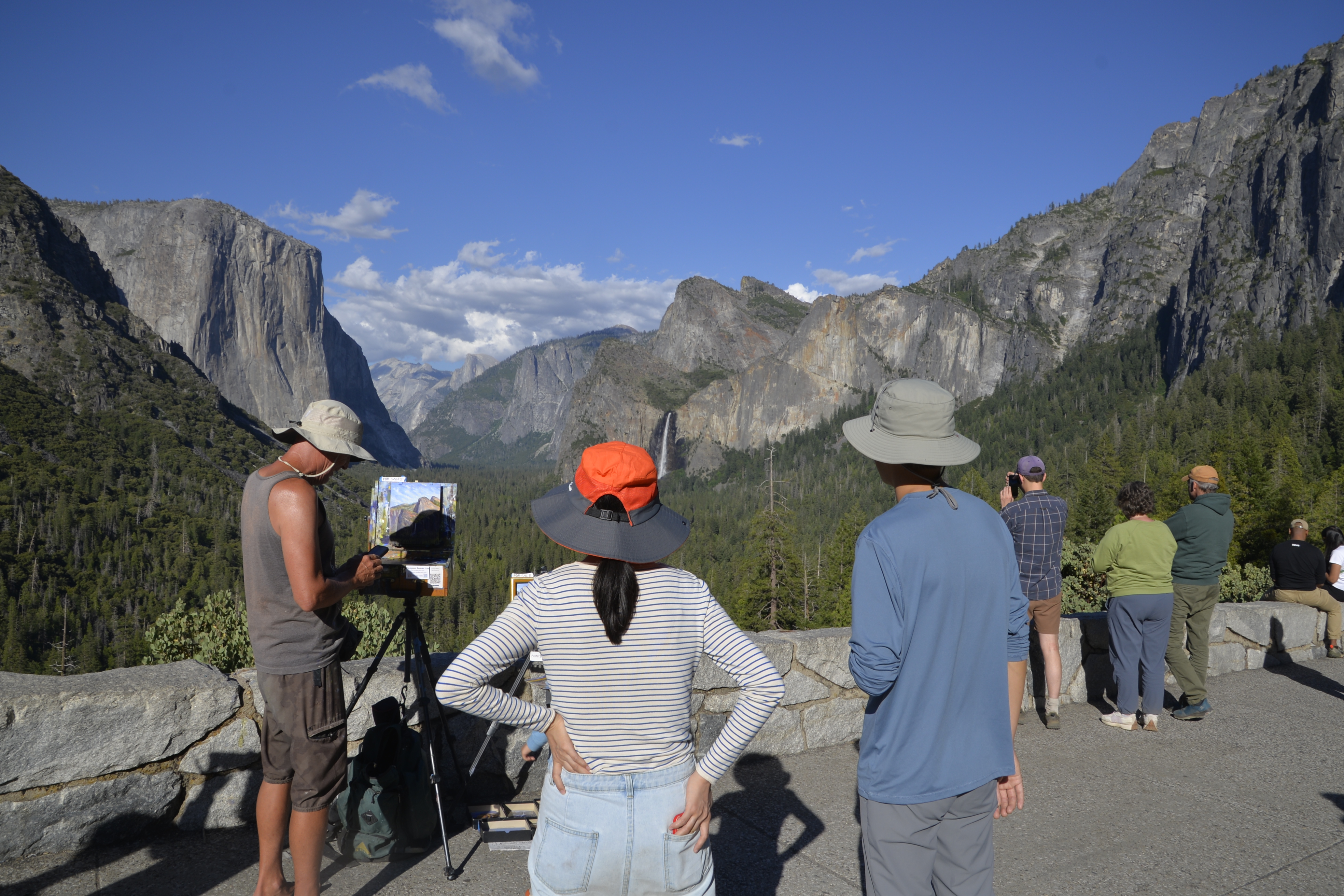 If you approach Yosemite from the south you enter through a tunnel, the second longest tunnel in the national park system. And then there's a parking lot where you can get your first view of the Yosemite Valley and Bridal Veil Falls.