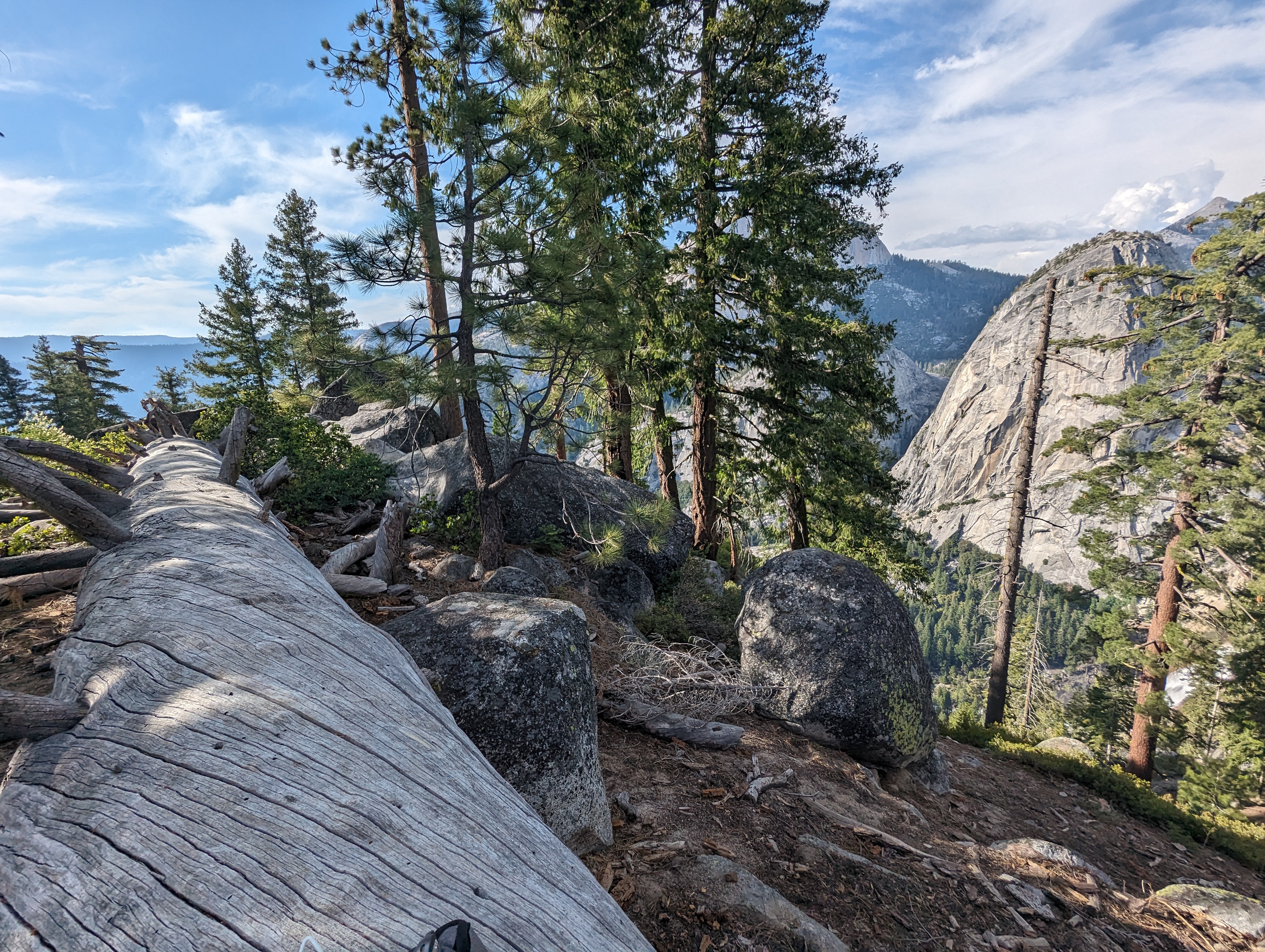 When it was time for dinner, I hopped up on this fallen tree trunk and enjoyed the view as I nibbled my granola/energy bars.