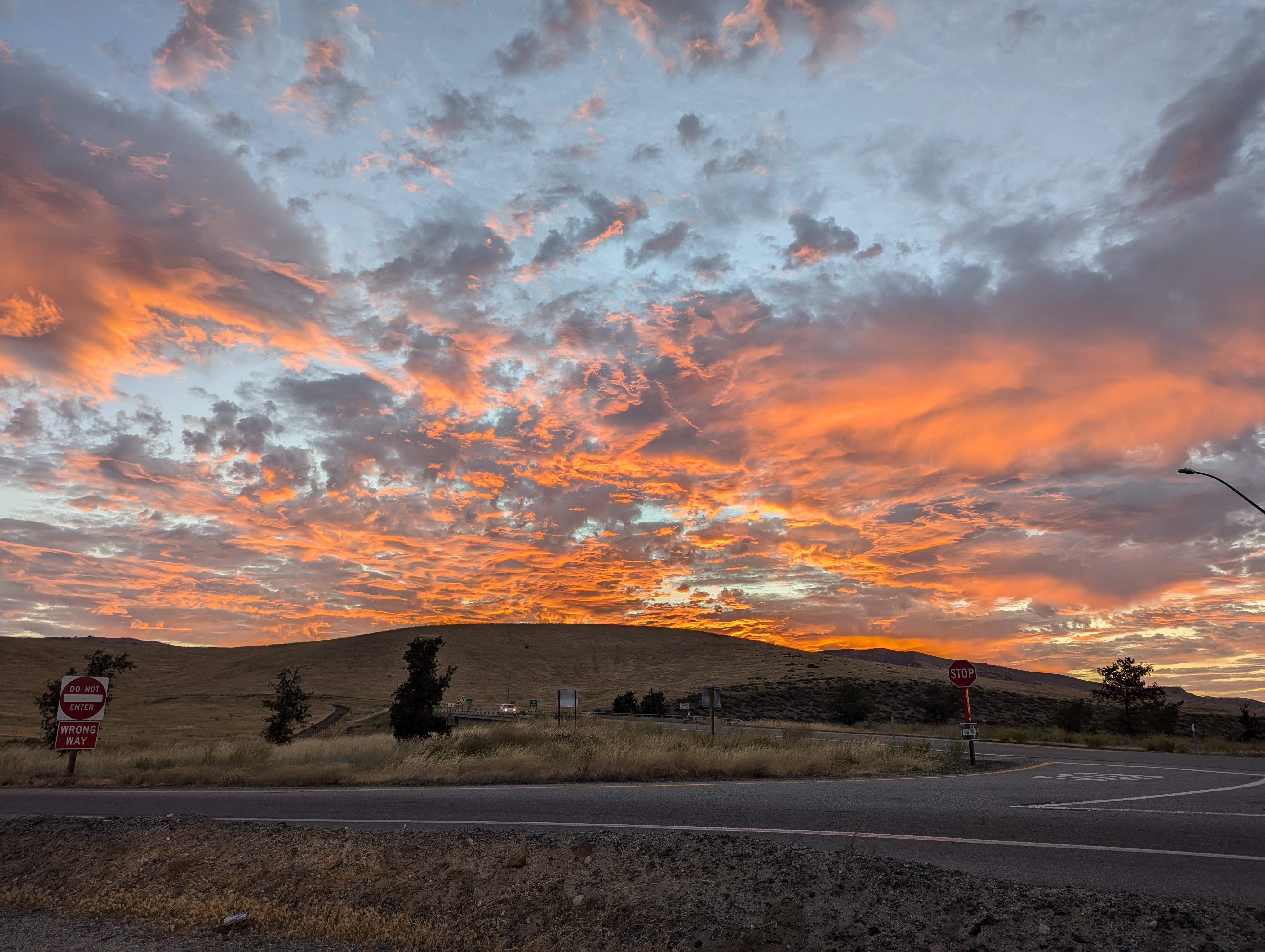 It would be nice to end with the photo of a sunset but I don't have a sunset. This is the sun coming up one morning on the road in California.